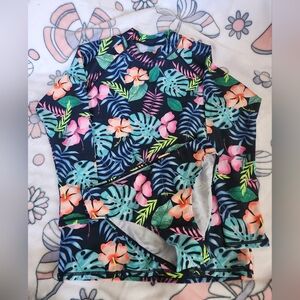 Floral Tropical Rash Guard 2 Piece Set. Girls Size 12 NWT